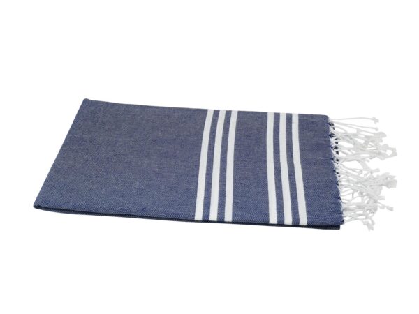 Hamamtuch Strandtuch marineblau weiß Ocean mit Fransen 501571.jpg